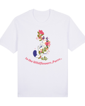 "In the Wildflowers" Whimsical Cat Graphic Tee with text