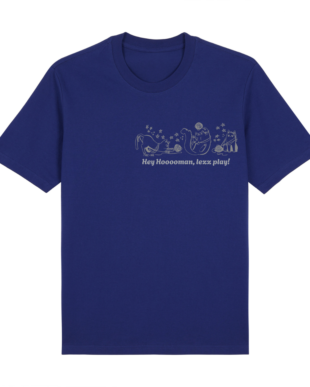 "Stargazing Knitters" Monochrome Cat Graphic Tee Side print