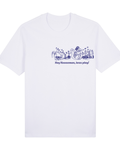 "Stargazing Knitters" Monochrome Cat Graphic Tee Side print