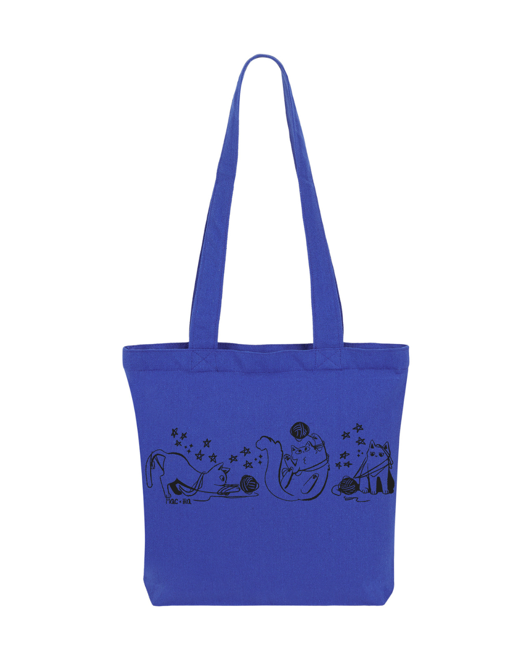 "Stargazing Knitters" Monochrome Cat Graphic Tote