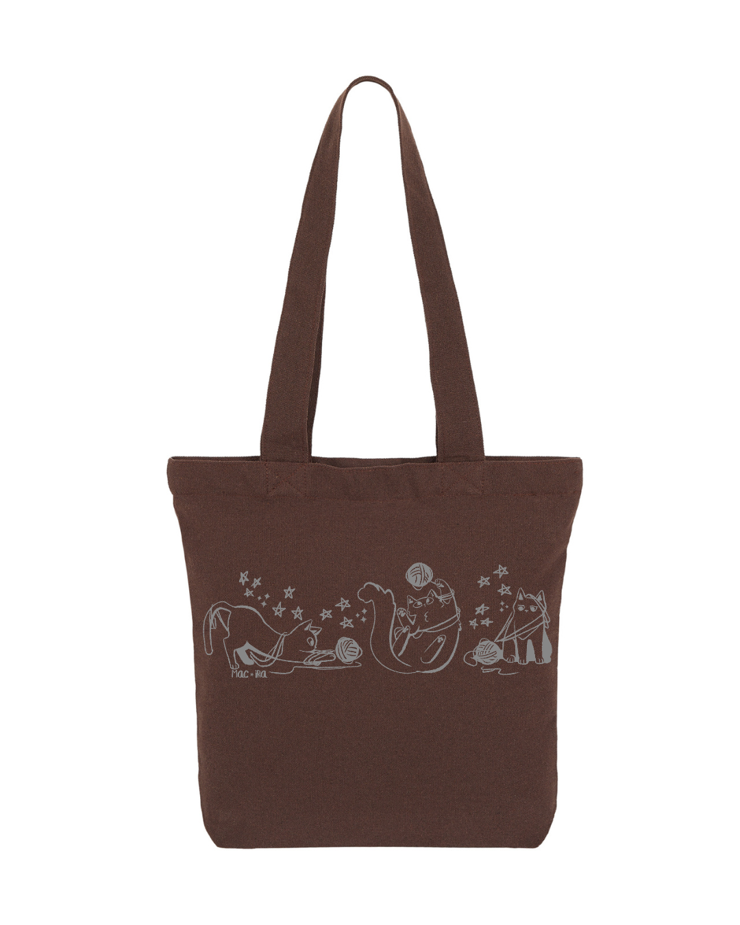 "Stargazing Knitters" Monochrome Cat Graphic Tote
