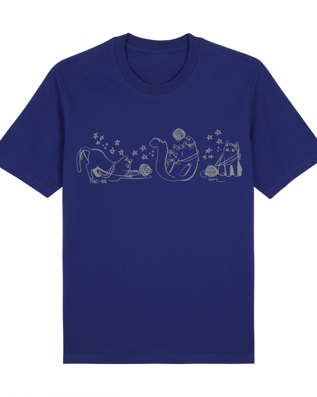 "Stargazing Knitters" Monochrome Cat Graphic Tee (Premium)