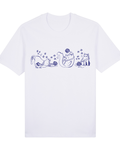 "Stargazing Knitters" Monochrome Cat Graphic Tee (Basic)