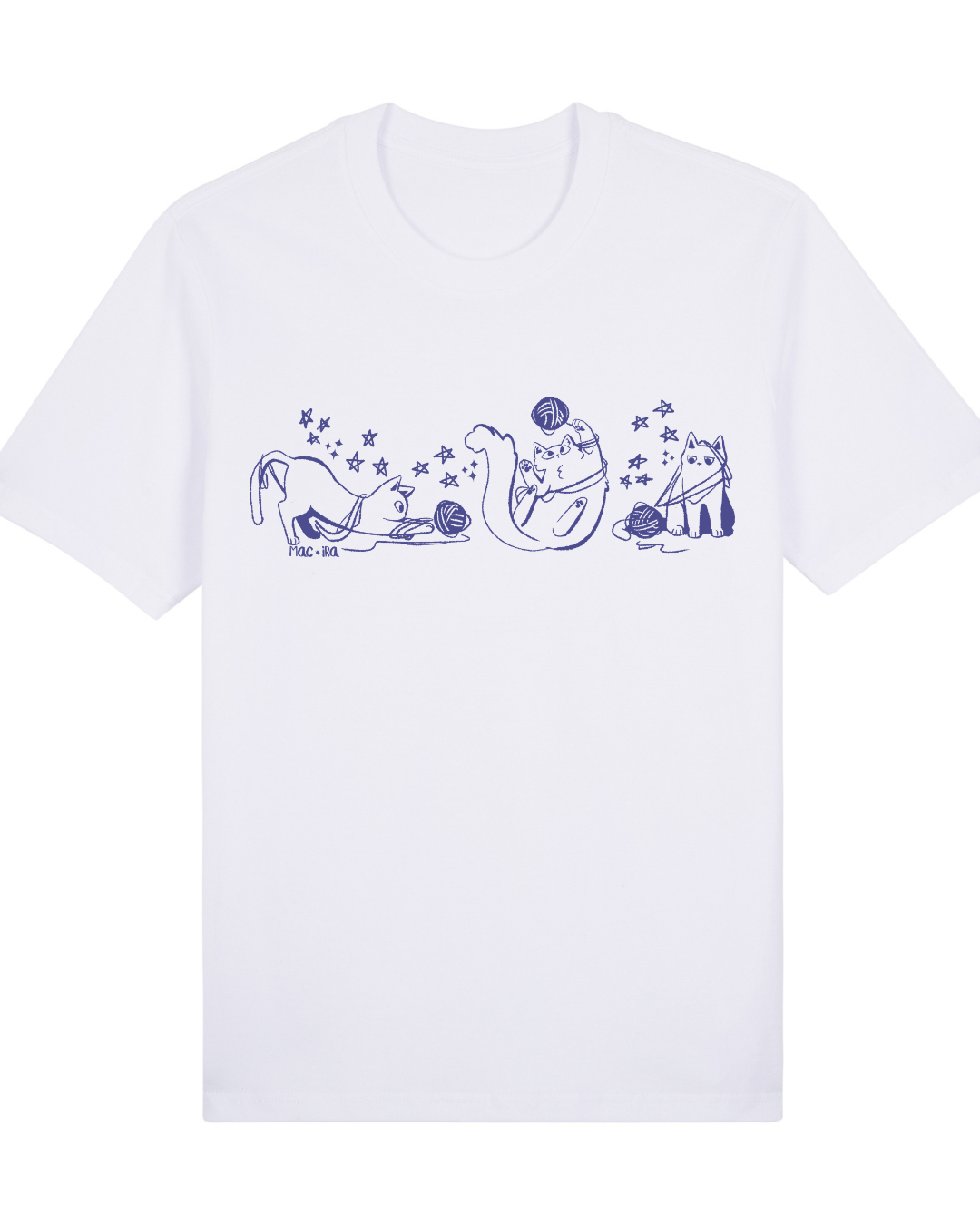 "Stargazing Knitters" Monochrome Cat Graphic Tee (Premium)
