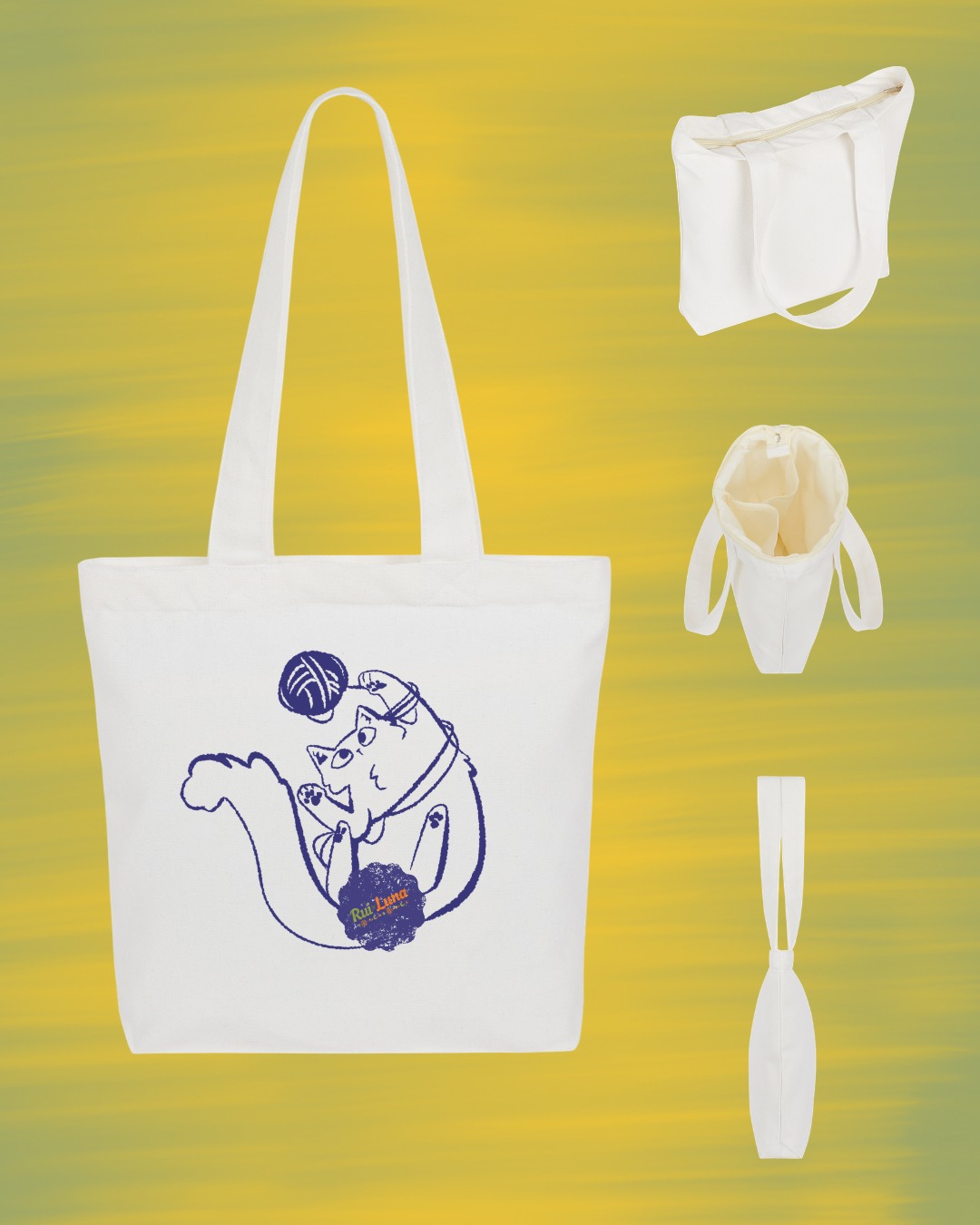 "SoloCat" Monochrome Cat Graphic Tote KnitLogo